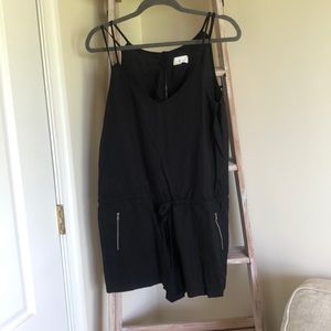 Black linen romper